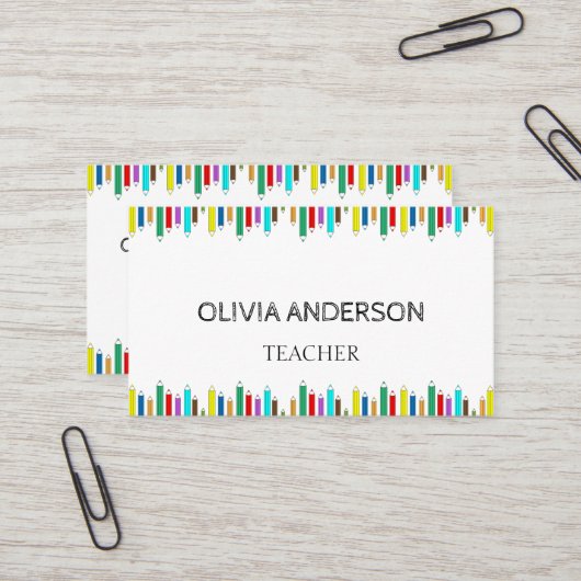 Professeur | Tutor Cartes de visite blancs (Devant/Arrière en situation)