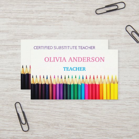 Professeur | Tutor Cartes de visite blancs (Devant/Arrière en situation)