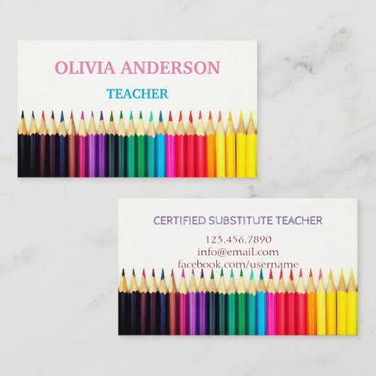 Professeur | Tutor Cartes de visite blancs (Devant / Derrière)