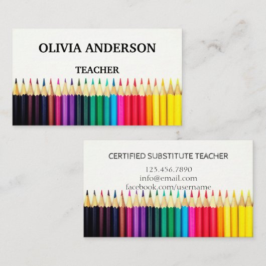 Professeur | Tutor Cartes de visite blancs (Devant / Derrière)