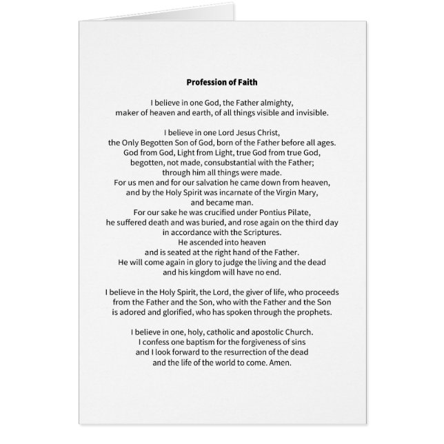 Professie van het geloof (Voorkant)