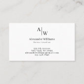 Professional 2 Monogram Naam Eenvoudig Basic Minim Visitekaartje (Achterkant)
