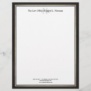 Professional Attorney Black White Gold Border Gepersonaliseerd Briefhoofd