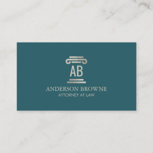 Professional Attorney Monogram Gray/Green Visitekaartje