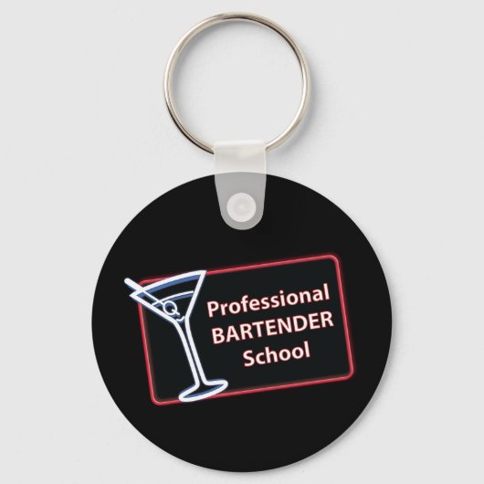Professional Bartender School Button Sleutelhanger (Voorkant)