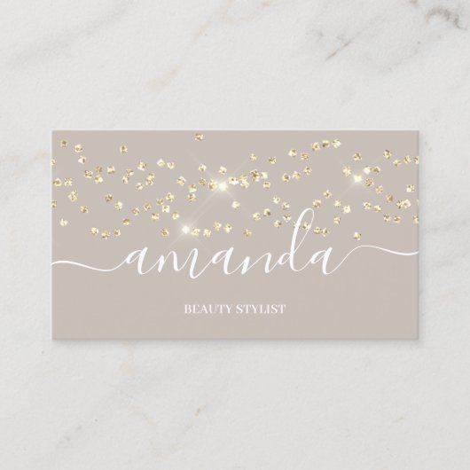 Professional Beauty Makeup Logo Gold Confetti Hair Visitekaartje (Voorkant)