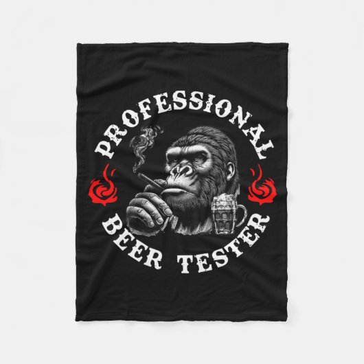 Professional Beer Tester Funny Drinking Monkey Quo Fleece Deken (Voorkant)
