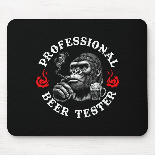 Professional Beer Tester Funny Drinking Monkey Quo Muismat (Voorkant)