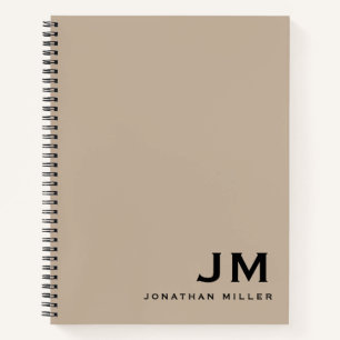 Professional Beige Monogram Initialen Notitieboek