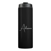 Professional black add your name handwriting retro thermosbeker (Voorkant)
