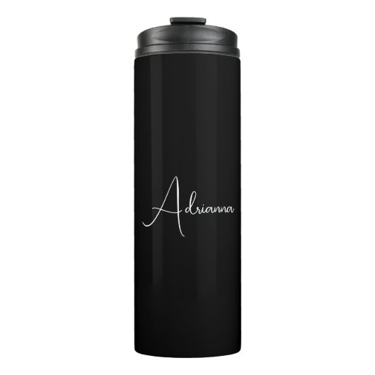 Professional black add your name handwriting retro thermosbeker (Voorkant)