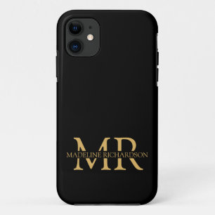 Professional Black Gold Monogram Name Initialen iPhone 11 Hoesje