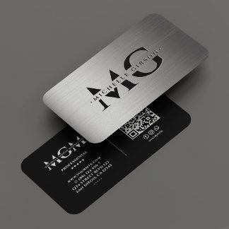 Professional Black Grey Monogram Initials Visitekaartje