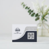 Professional Black Grey voeg uw Logo QR Code Busi Visitekaartje (Staand voorkant)