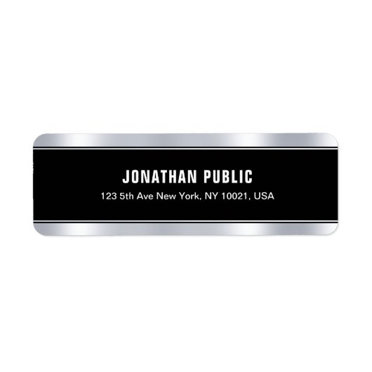 Professional Black Silver Elegant Sjabloon Moderne Etiket (Voorkant)