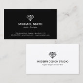 Professional Black White Modern Diamond Logo Visitekaartje (Voorkant / Achterkant)