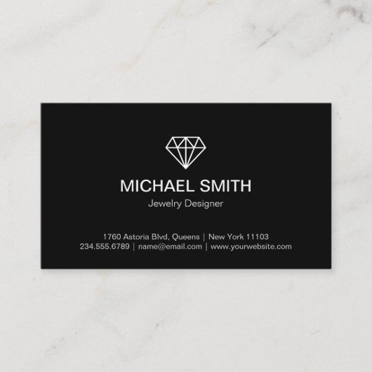 Professional Black White Modern Diamond Logo Visitekaartje (Voorkant)