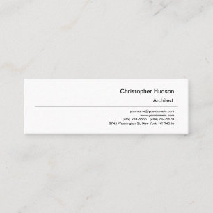 Professional Black White Simple Plain Architect Mini Visitekaartje