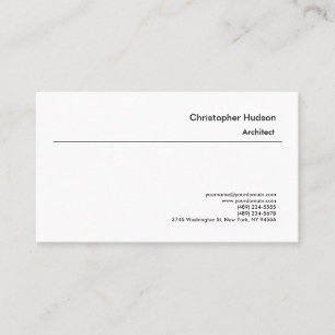 Professional Black White Simple Plain Architect Visitekaartje