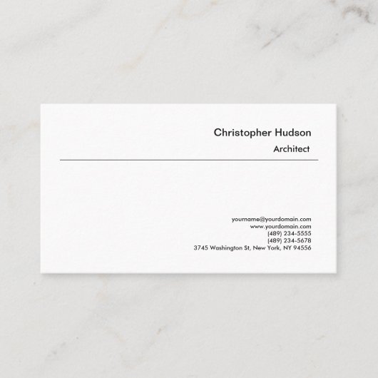 Professional Black White Simple Plain Architect Visitekaartje (Voorkant)