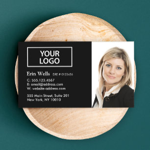 Professional Black White Voeg je foto-Logo toe Visitekaartje