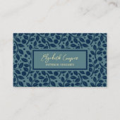 Professional Blue Tone Leaf Pattern Visitekaartje (Voorkant)