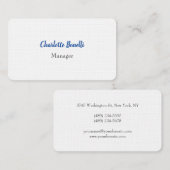 Professional Blue White minimalist Premium Linen Visitekaartje (Voorkant / Achterkant)