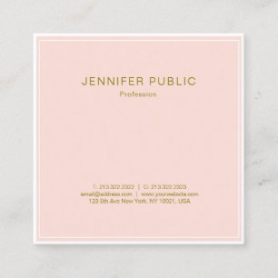 Professional Blush Pink Gold Chic Design Luxe Vierkante Visitekaartje