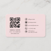 Professional Blush Pink Logo QR Code Visitekaartje (Voorkant)