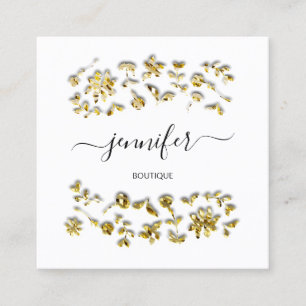 Professional Boutique Shop Floral Black White Gold Vierkante Visitekaartje