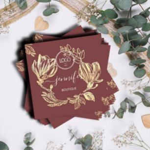 Professional Boutique Shop Floral QR Logo Roos Vierkante Visitekaartje