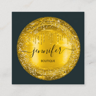 Professional Boutique Shop Glitter Drift Gold Grey Vierkante Visitekaartje