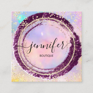 Professional Boutique Shop Glitter Holografen Gold Vierkante Visitekaartje