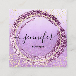 Professional Boutique Shop Glitter Paars Gold Vierkante Visitekaartje