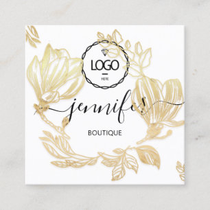Professional Boutique Shop Gold Flowers QR Logo Vierkante Visitekaartje