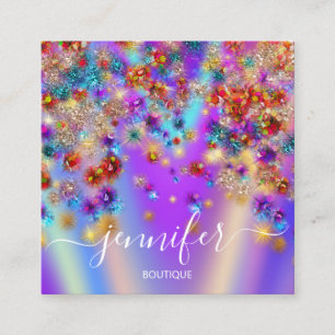 Professional Boutique Shop Holographic Confetti Sq Vierkante Visitekaartje