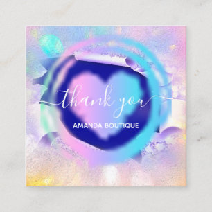 Professional Boutique Shop Navy Heart Holograaf Vierkante Visitekaartje