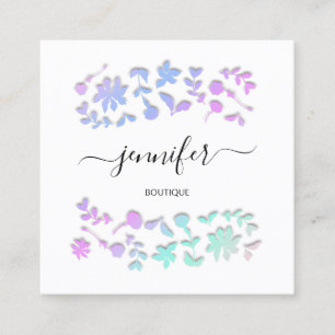 Professional Boutique Winkel Floral White Roze Vierkante Visitekaartje