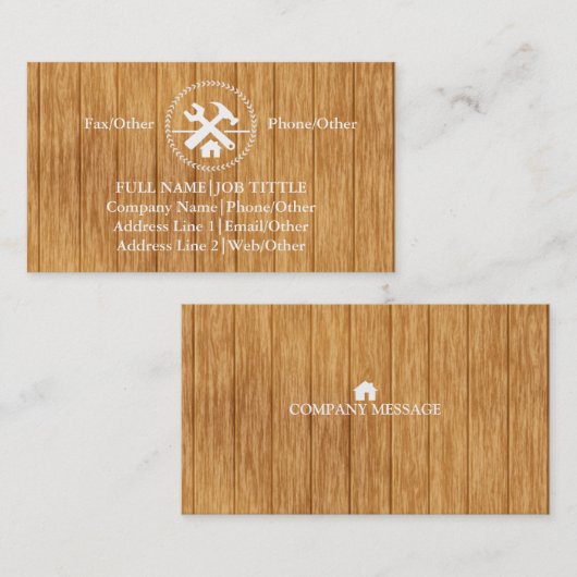 Professional Builder Carpenter Tools Woodworking B Visitekaartje (Voorkant / Achterkant)