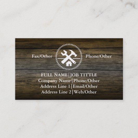 Professional Builder Carpenter Tools Woodworking Visitekaartje (Voorkant)