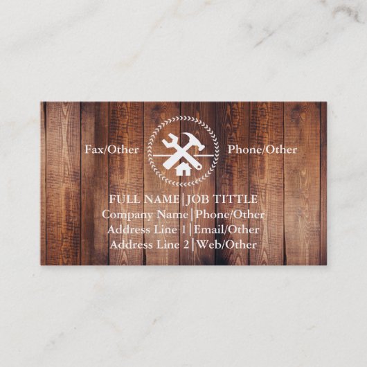 Professional Builder Carpenter Tools Woodworking Visitekaartje (Voorkant)