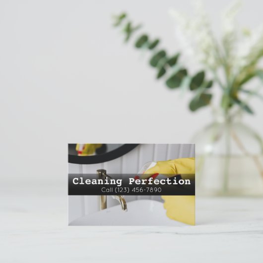 Professional Business Home Cleaning Service Visitekaartje (Staand voorkant)