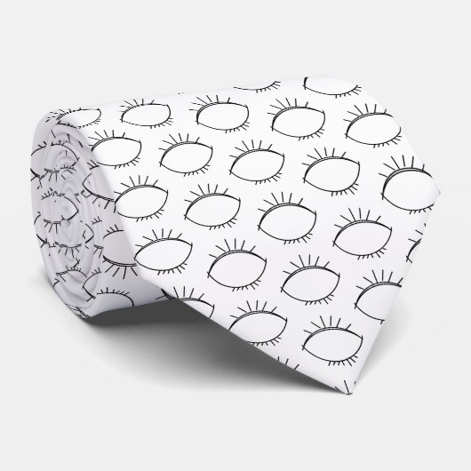 Professional Business Pattern Cute Eyes White Stropdas (Opgerold)