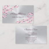 Professional Cherry Blossom Pink Silver Visitekaartje (Voorkant / Achterkant)