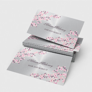Professional Cherry Blossom Pink Silver Visitekaartje