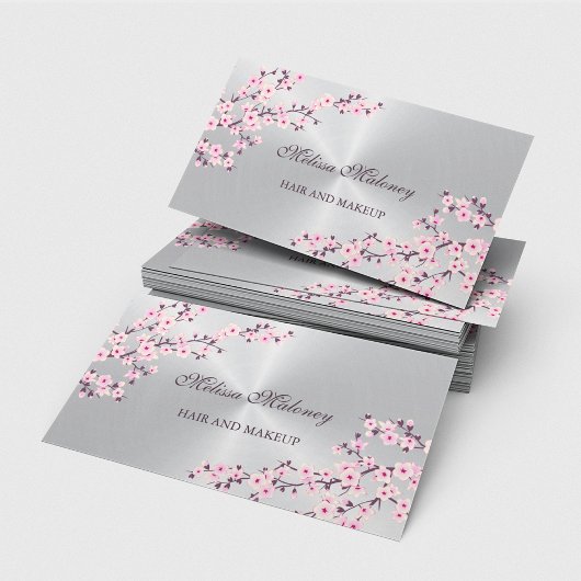 Professional Cherry Blossom Pink Silver Visitekaartje