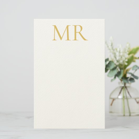 Professional Classical Monogram Minimalist Plain Briefpapier (Staand voorkant)