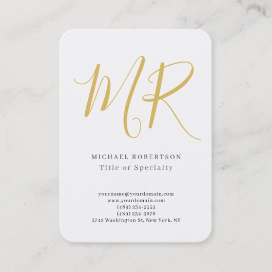 Professional Classical Monogram Minimalist Plain Visitekaartje (Voorkant)