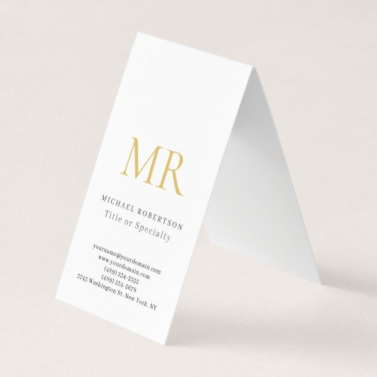 Professional Classical Monogram Minimalist Plain Visitekaartjes (Voorkant)