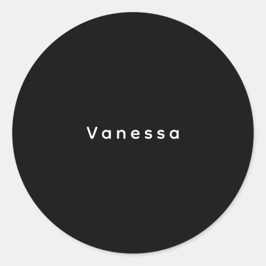 Professional classical plain name custom black ronde sticker (Voorkant)